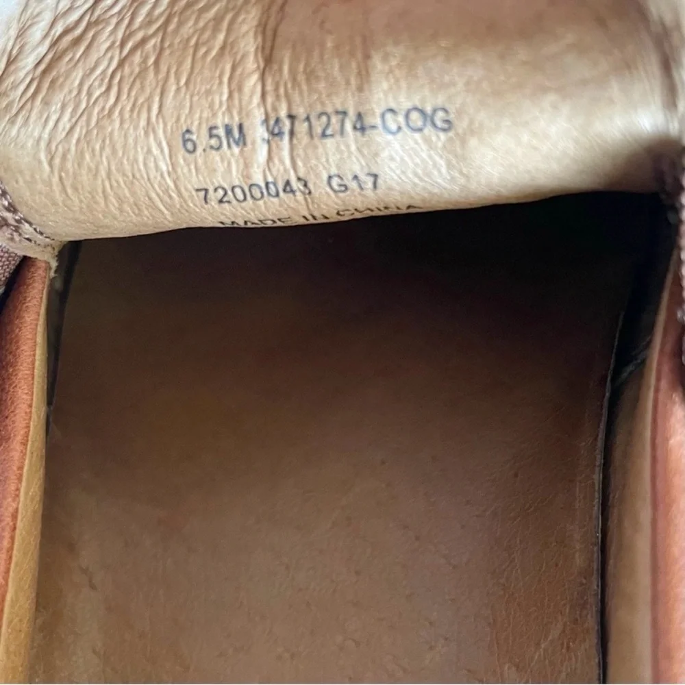 Frye Ivy Leather Slip On Sneakers 6.5 Cognac Brown Minimalist
